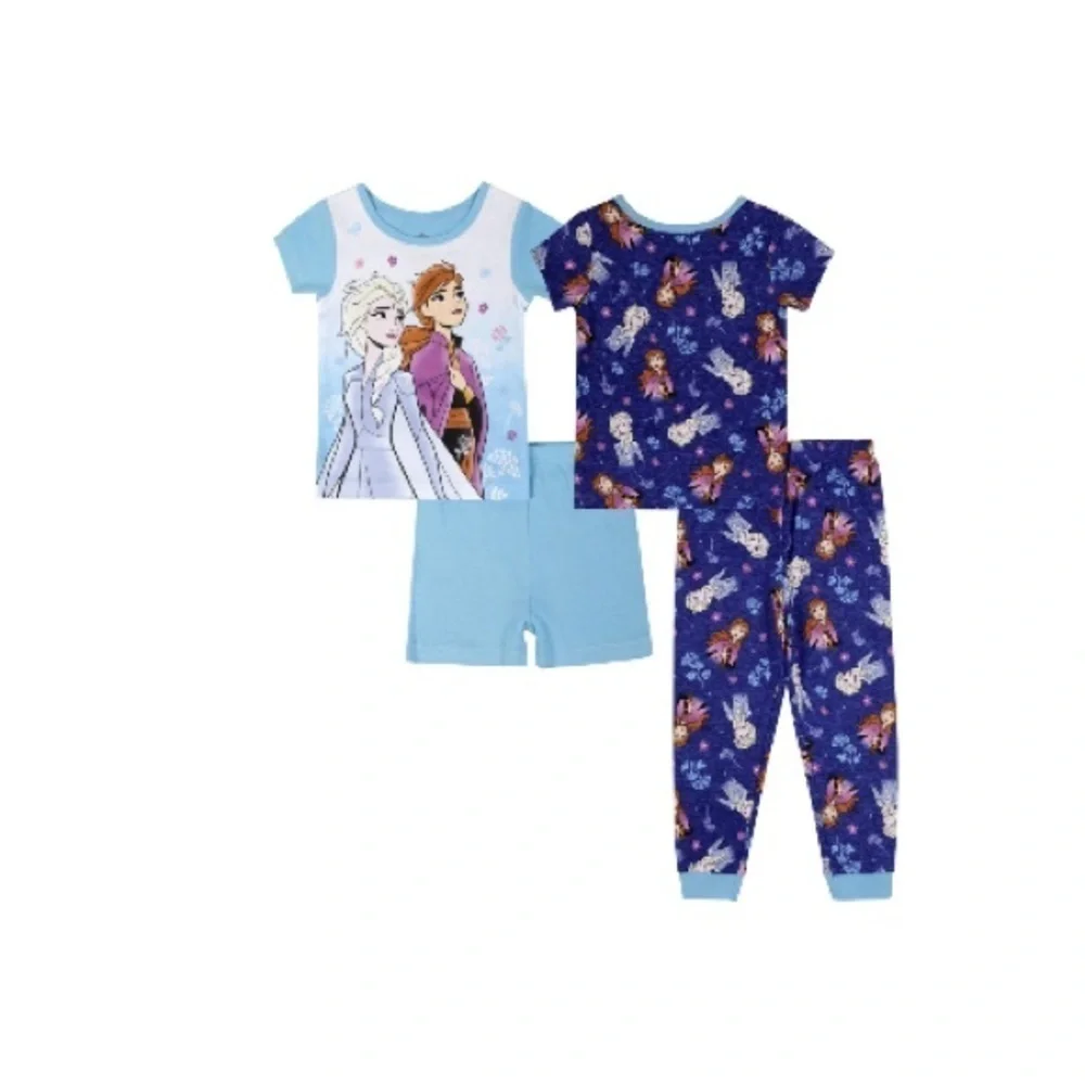 Frozen Toddler Girls Short Sleeves Pajama Set, 4 Piece Girl